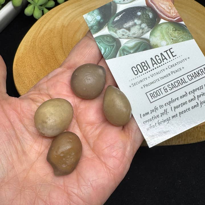 The 7 Directions - Wholesale Spiritual Stone/Crystal - 4 pc rare moving sand inclusion Gobi agate F8261