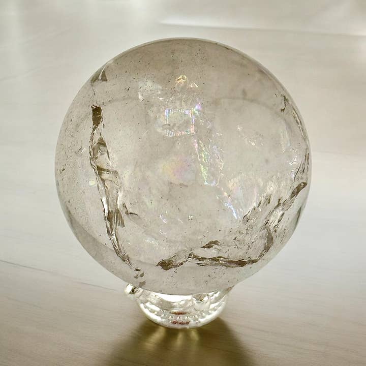 Liv Rocks - Wholesale Spiritual Stone/Crystal - Rainbow Smoky Quartz Spheres w/ Holder | Mini Crystal Ball