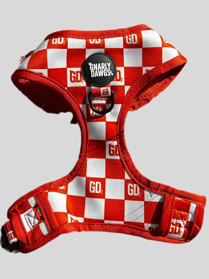 The Orange Checkered Harness for wholesale by Gnarly Dawgs Pet Products