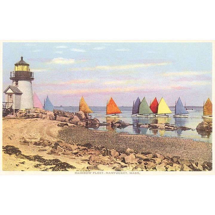 Postcard NT-26 Boats with Colored Sails, Nantucket, Massachu for wholesale by Found Image Press