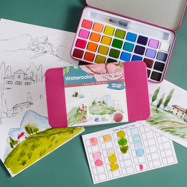 Cate Paper Co. - Wholesale DIY Craft Kit - Italian Fields watercolor painting kit