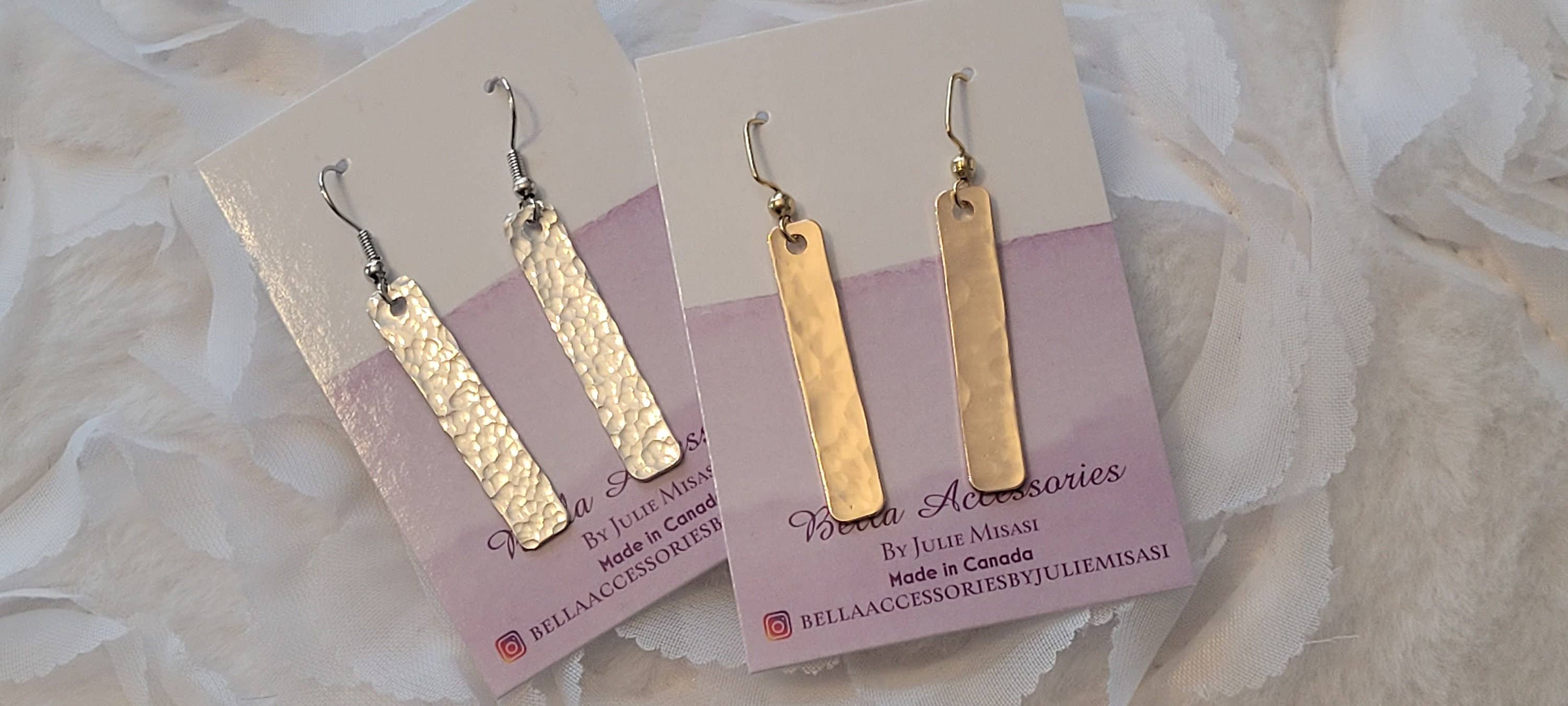 Bella Accessories - Wholesale Hangende/ronde oorbellen - Dangle Bar Oorbellen in koper of aluminium (zilver)9