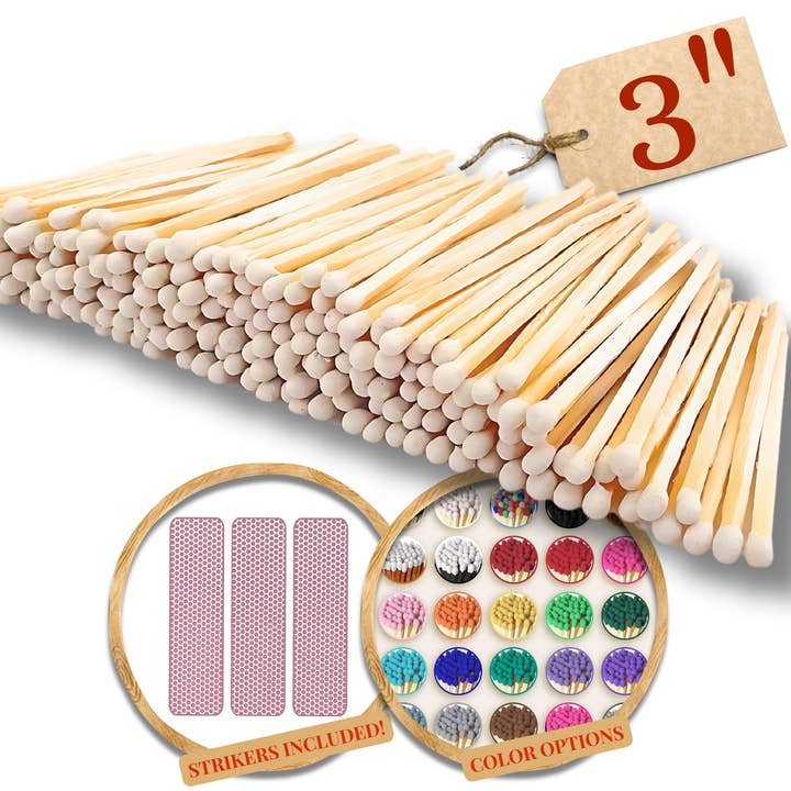 Matches USA - Wholesale Matches - 3" Color Wooden Safety Matches Match Bulk