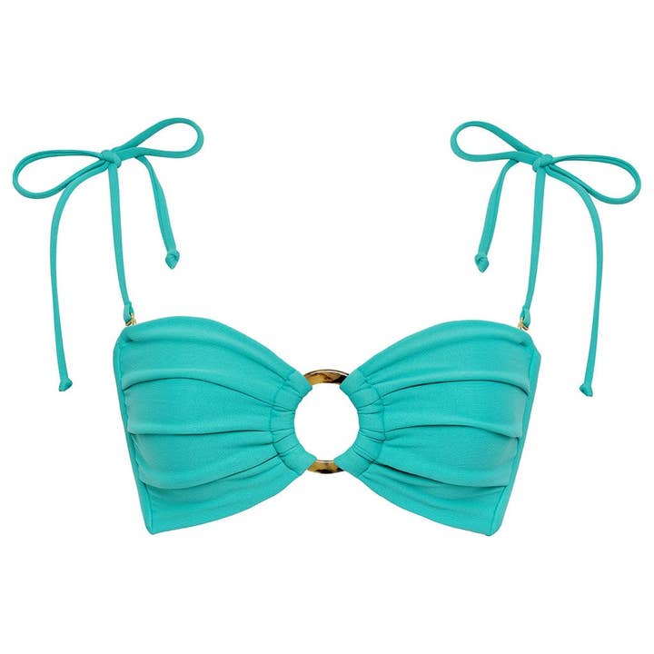 Teal Tori Ties Bandeau Bikini Top for wholesale on Faire2
