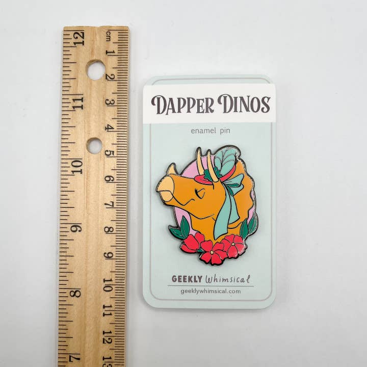 Geekly Whimsical - Wholesale Lapel Pin/Button - Dapper Dinos - Josephine Triceratops Enamel Pin5