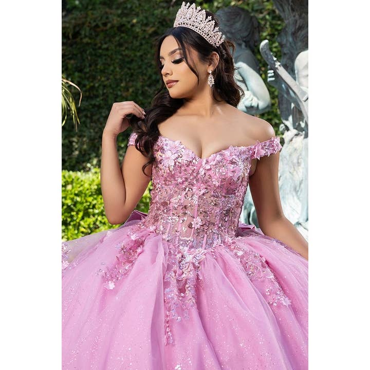 Babyfox Apparel - Wholesale Dress - Women's - Off Shoulder 3D Floral Applique Quinceanera Dress2
