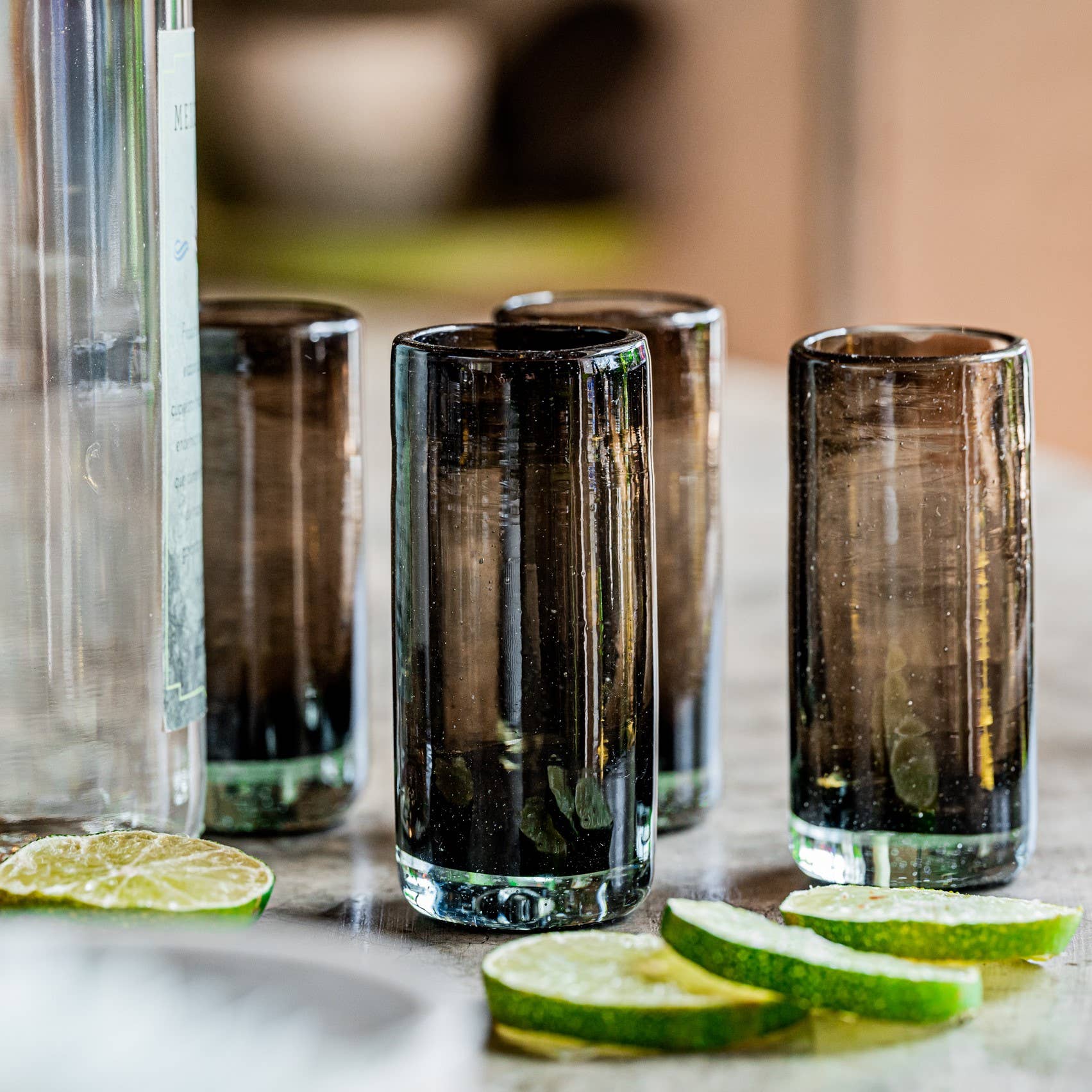MEXTEQUIL - Wholesale Shot Glass - MEXTEQUIL Hand-Blown Shot Glasses - Set of 4 - 2 Oz-Smoke2
