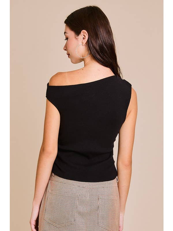 LE LIS - Wholesale Knit Top - Women's - ASYMMETRICAL NECK SWEATER TOP70