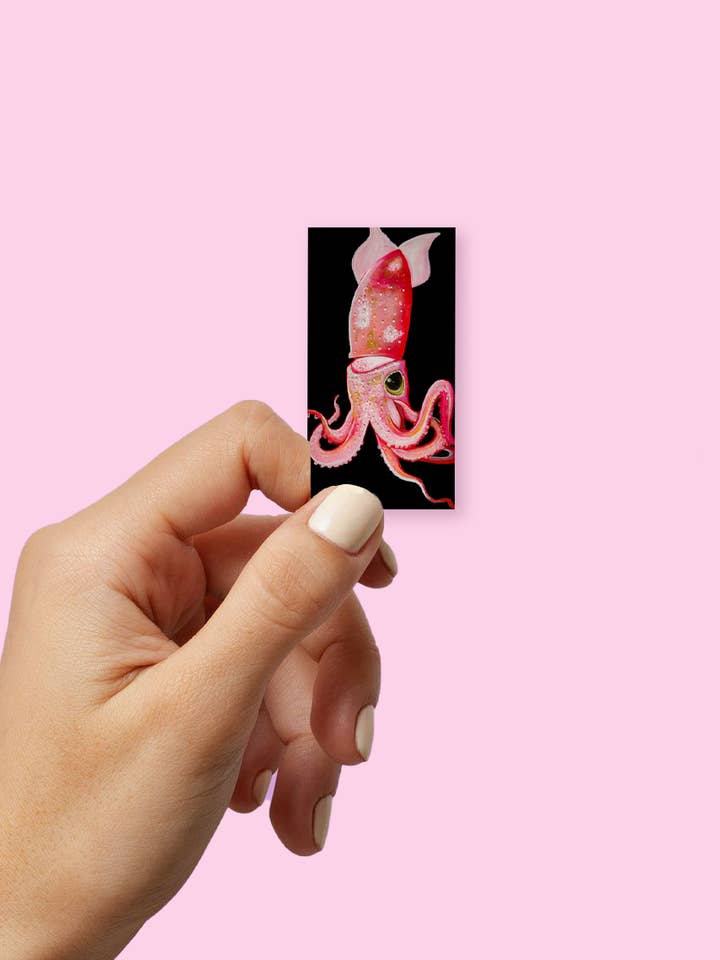 Strawberry Jewel Squid Holographic Sticker Sea Creature for wholesale by SMOOCH