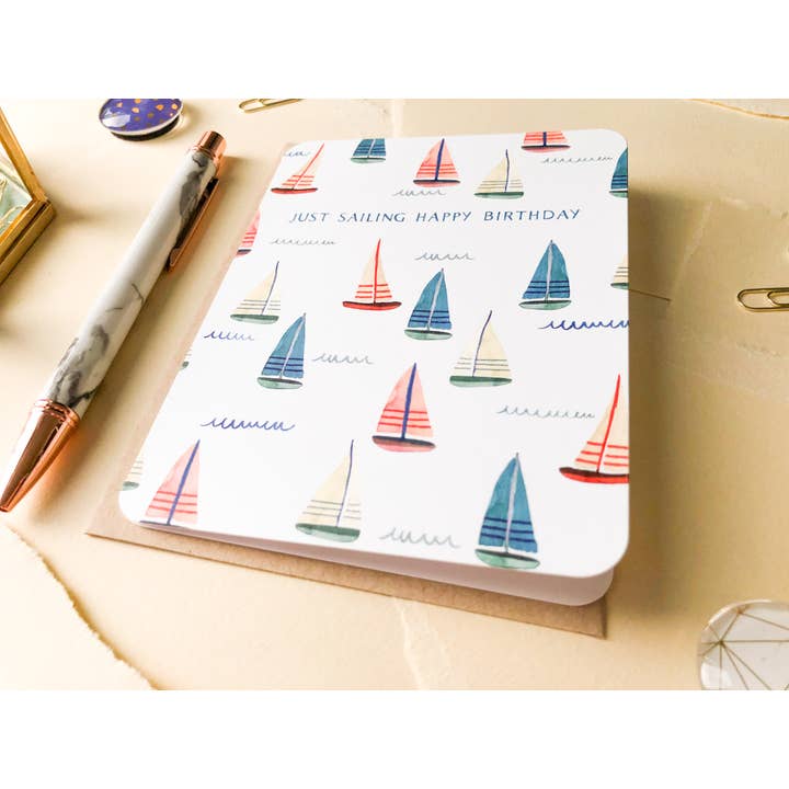 Paper Loop | Hand-Painted Greeting Cards - Wholesale Birthday Card - Sailing Boats Birthday Card2