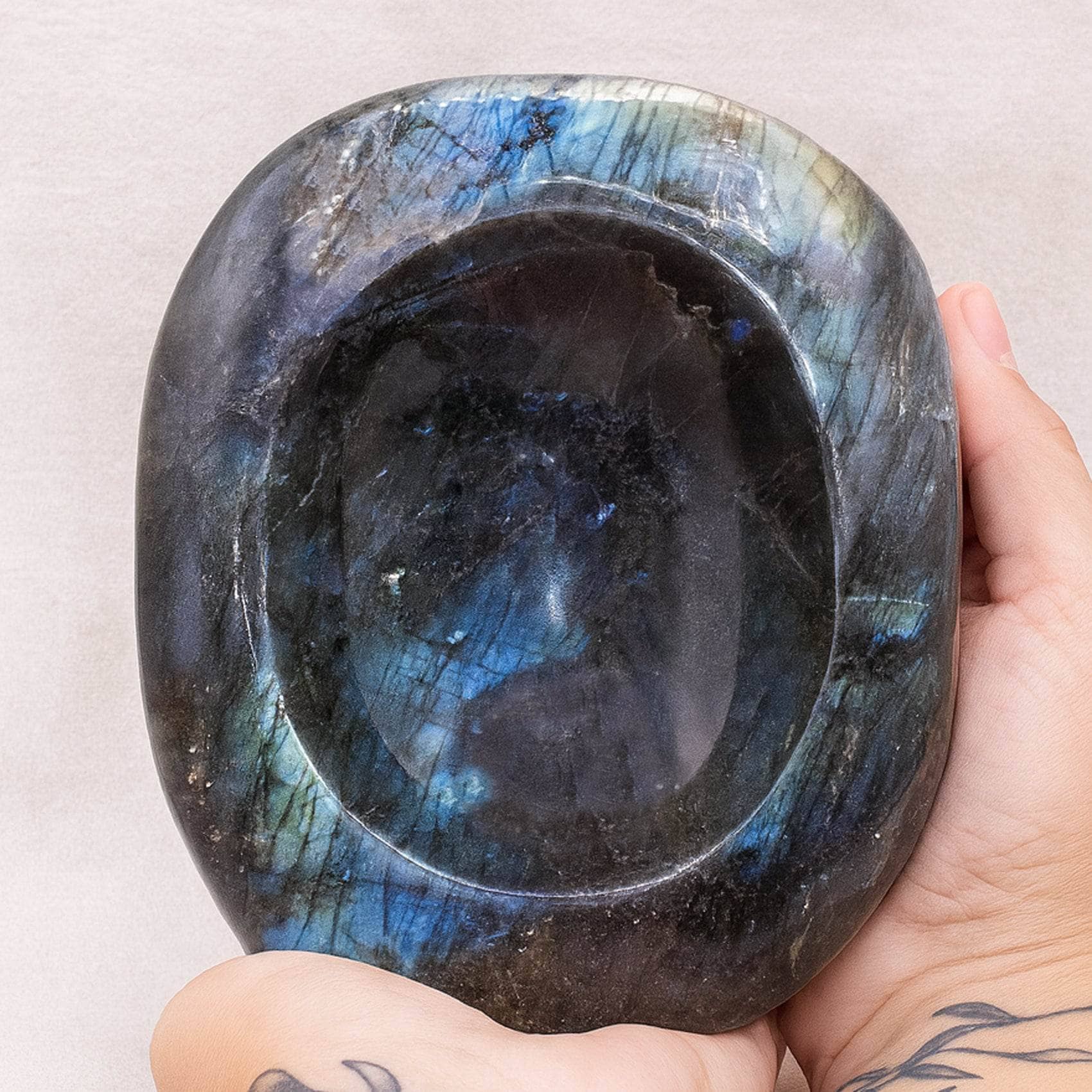 Tiny Rituals - Wholesale Spiritual Stone/Crystal - Genuine Labradorite Blue Flame Bowl - 1 of a Kind4