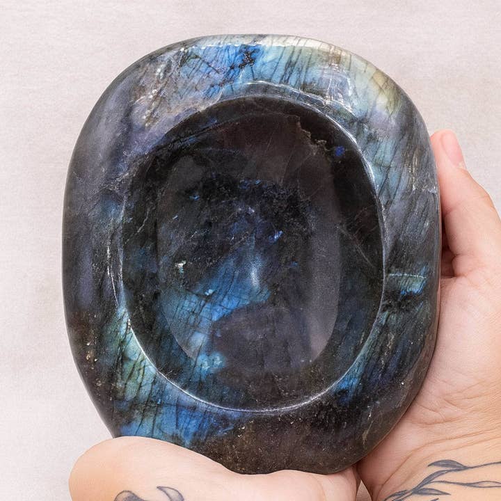 Tiny Rituals - Wholesale Spiritual Stone/Crystal - Genuine Labradorite Blue Flame Bowl - 1 of a Kind4