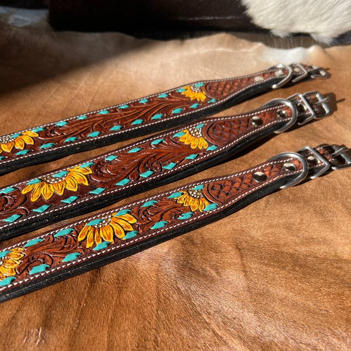 Westrian International - Wholesale Pet collar – Dog - Western Inspired Sunshine Sunflower Leather Dog Collar3