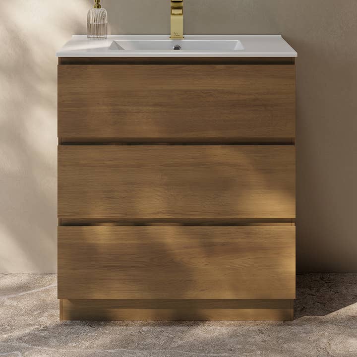 Liberte 30" Freestanding Vanity Brown Oak w/ Sink for wholesale by Swiss Madison