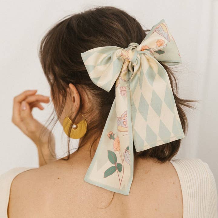 ”Wonderland“ Silk Twilly Neck Bow - Pastel Green for wholesale on Faire1
