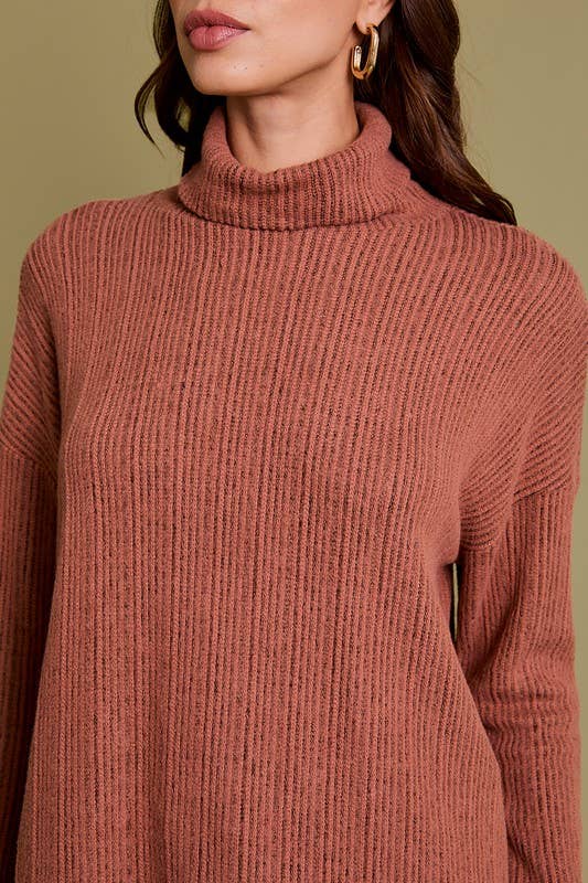Rust LONG SLEEVE TURTLE NECK TOP for wholesale on Faire5