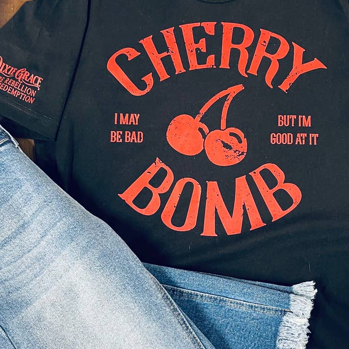 Dixie Grace - Wholesale Screen Printed T-Shirt - Women's - Cherry Bomb - Graphic Tee4