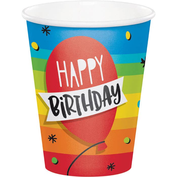 Bulk Rainbow Cake 9 oz Paper Cups (96 per Case) for wholesale by Bulk Party Decor