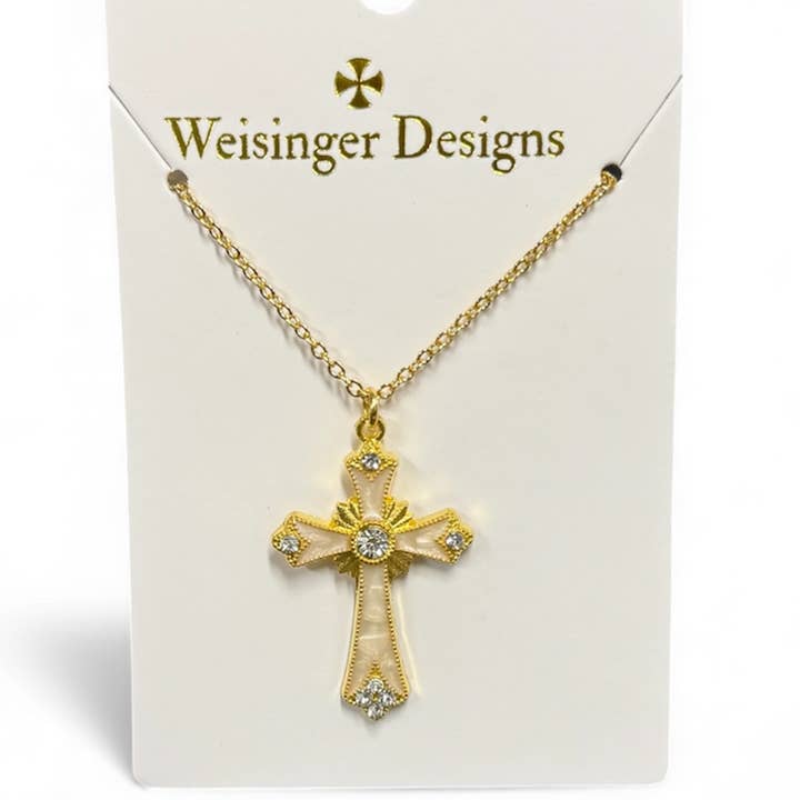 Pearly White CZ pendant Necklace for wholesale by Weisinger Designs