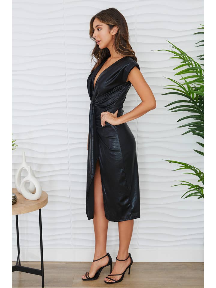 MILIO MILANO – wholesale Klänning - Dam – Milio Milano metallic ärmlös klänning med djupt V-ringning1