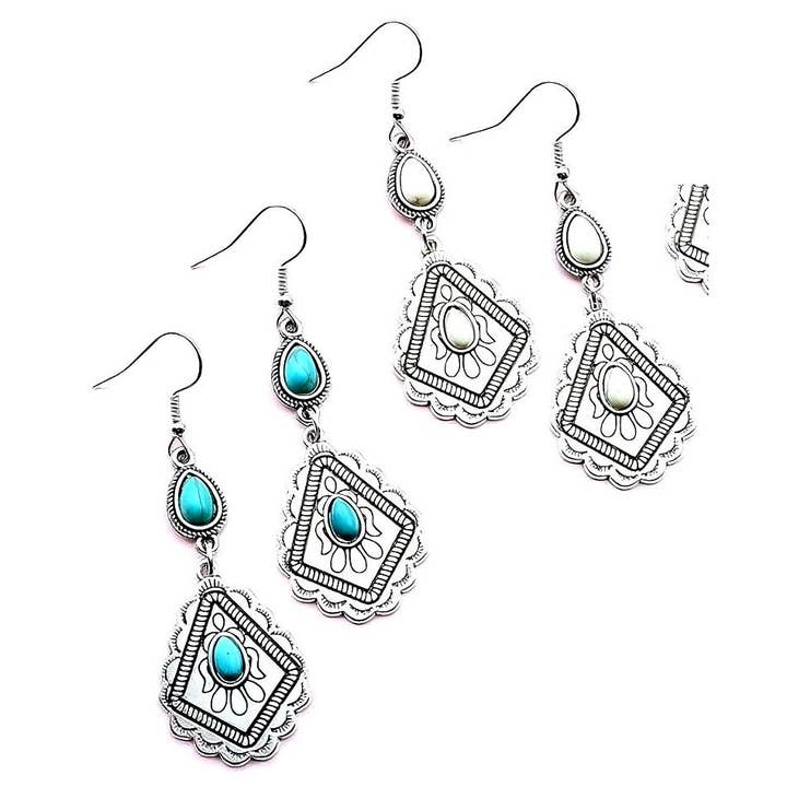Diacly - Wholesale Dangle Earrings - 12pk Bohemian Design Dangle Lozenge Earrings