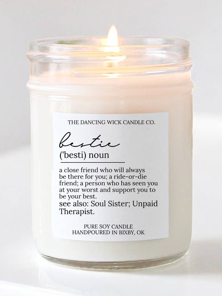Bestie Noun Soy Candle / Lavender Vanilla / Friend Gift for wholesale by THE DANCING WICK CANDLES