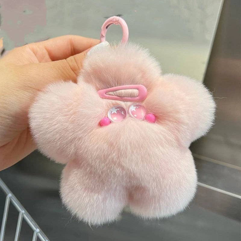 FurDecoration - Wholesale Keychain - Women's - Fluffy Rex Rabbit Fur Star-Shaped Car Key Bag Pendant Keychain1