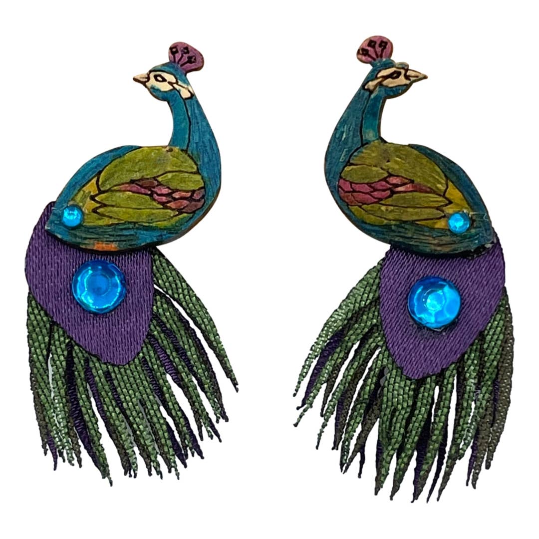 Tulia's Artisan Gallery - Venta al por mayor Pendientes colgantes - Pendientes Peacock - SM7