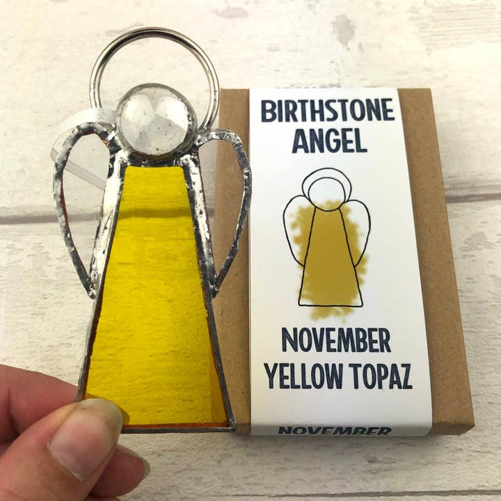 November Birthstone Angel - Stained Glass Birthday Gift for wholesale by GlassHouse Design