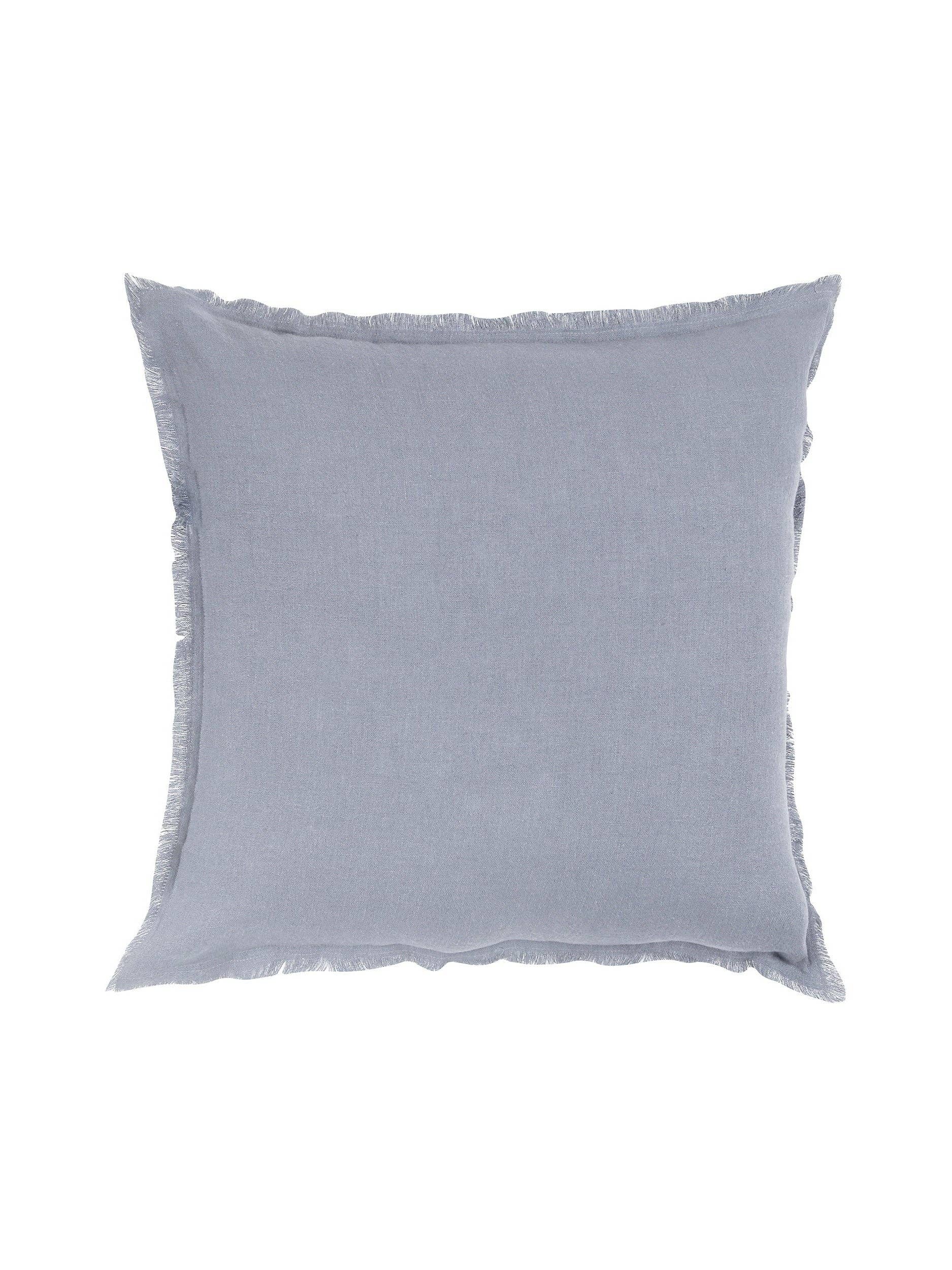 Anaya Home - Vendita all'ingrosso Cuscini decorativi - Cuscini in Lino Blu Chambray con Frange Blu0