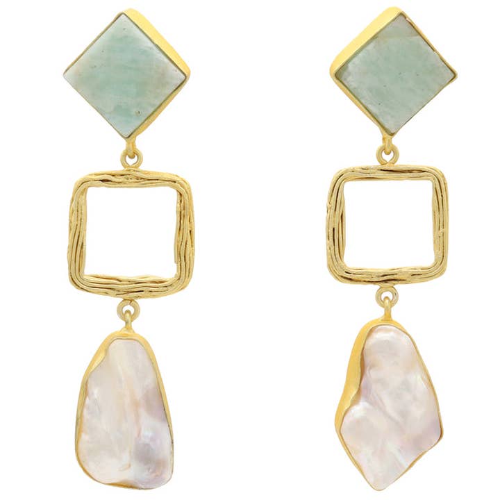 Attina Groen water Amazoniet Oorbellen voor wholesale door ACUS