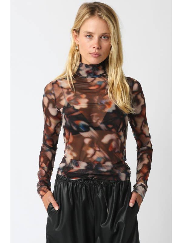 Brown Black Cream Clare Mesh Top for wholesale on Faire