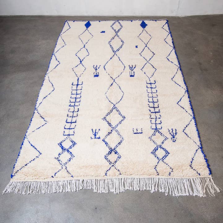 BerberNest - Wholesale Area Rug - White & Blue Berber Moroccan Rug, Azilal rug, Shag area rug