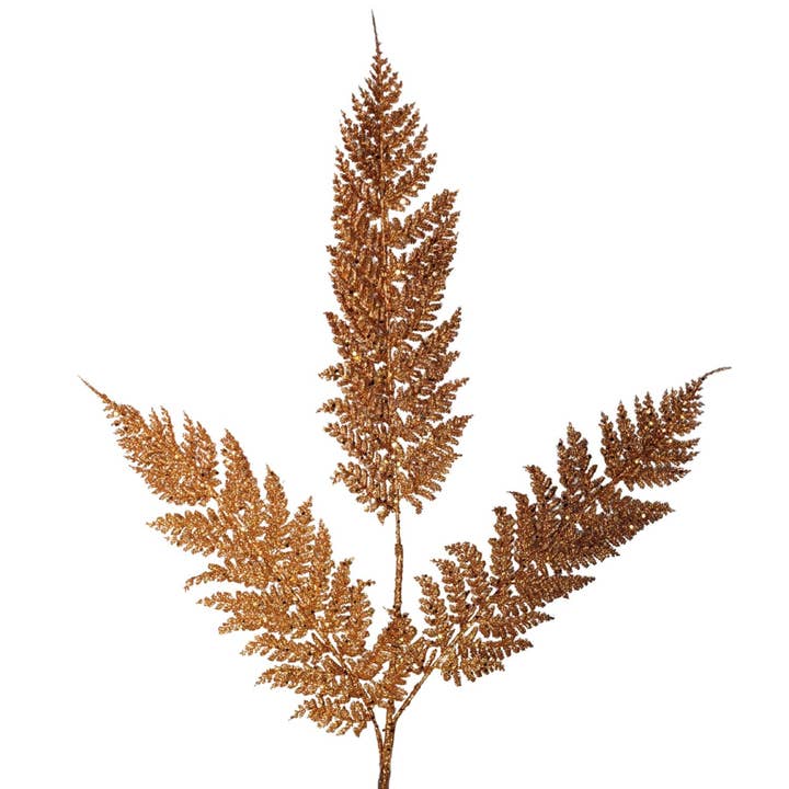 Shimmery Glitter Fern Spray - Copper 32” for wholesale by David Christopher's Collection
