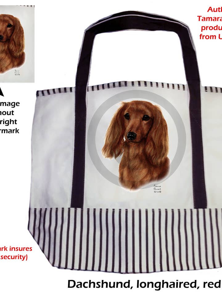 Dog Tote Bag - Teckel lang haar rode draagtas voor wholesale door Pet Gifts USA, LLC