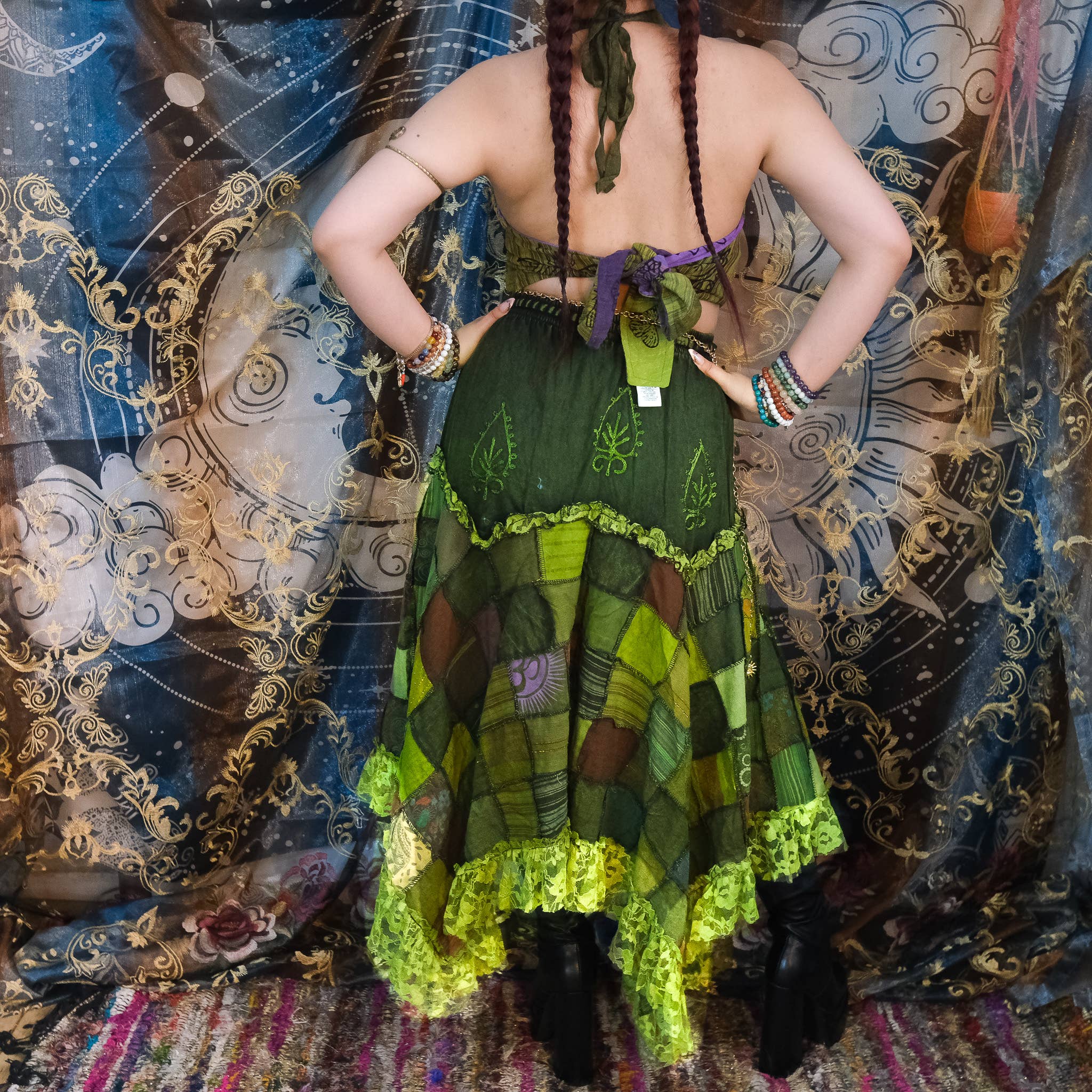 Karma Nepal Crafts - Wholesale Skirt - Women's - Patchwork Assymetrical Flowy Skirt with Lace12