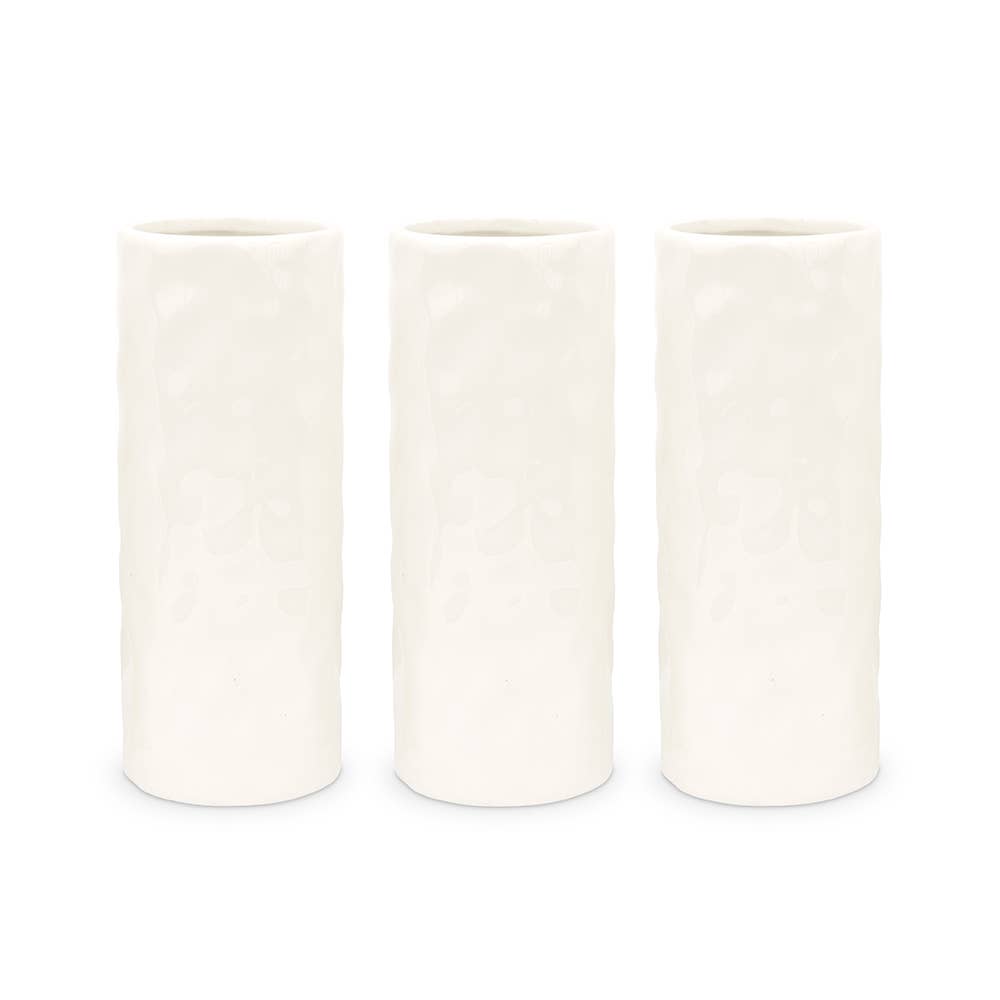 Weddingstar Inc. - Wholesale Vase - Tall Geometric Faceted Ceramic Flower Vases-White Set Of 25