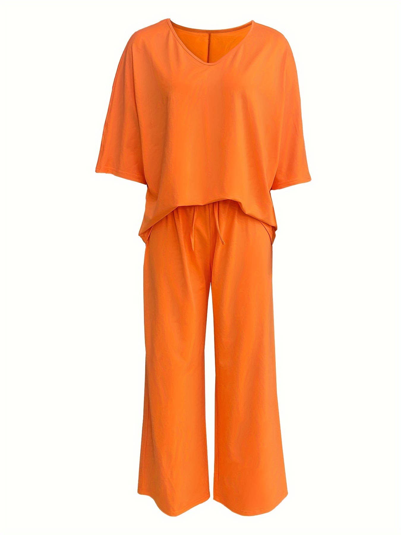 HIDDENBRAND - Wholesale Top & Pant Set (NOT Loungewear) - Women's - Lazy batwing top & wide-leg pants set loungewear0