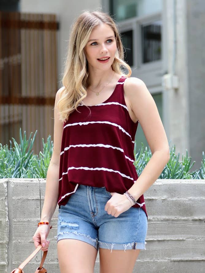 "....SI-22940 STRIPE SLEEVELESS TOP for wholesale by 42POPS