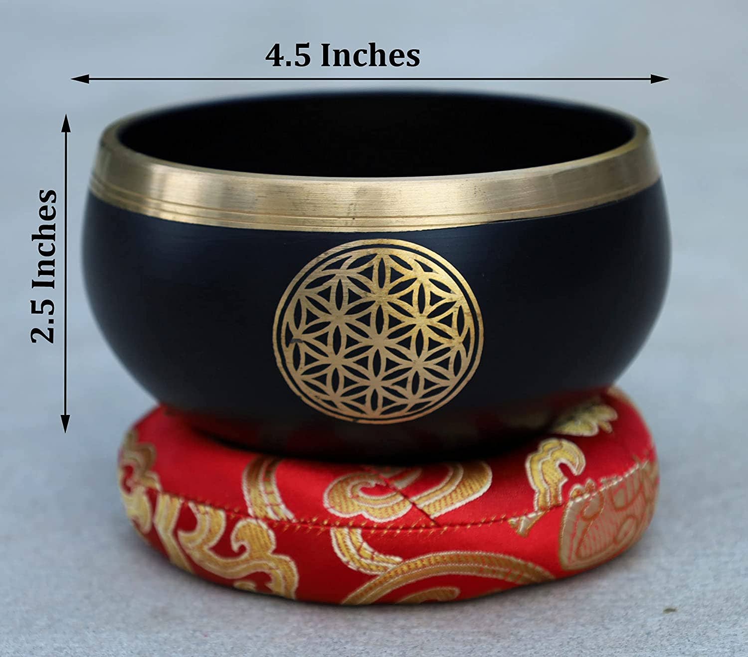 Lungta Imports - Wholesale Meditation Supplies - Tibetan Flower Of Life Singing Bowl Mallet Cushion Set ~ For Meditation, Yoga, Spiritual Healing and Mindfulness ~ Medium5