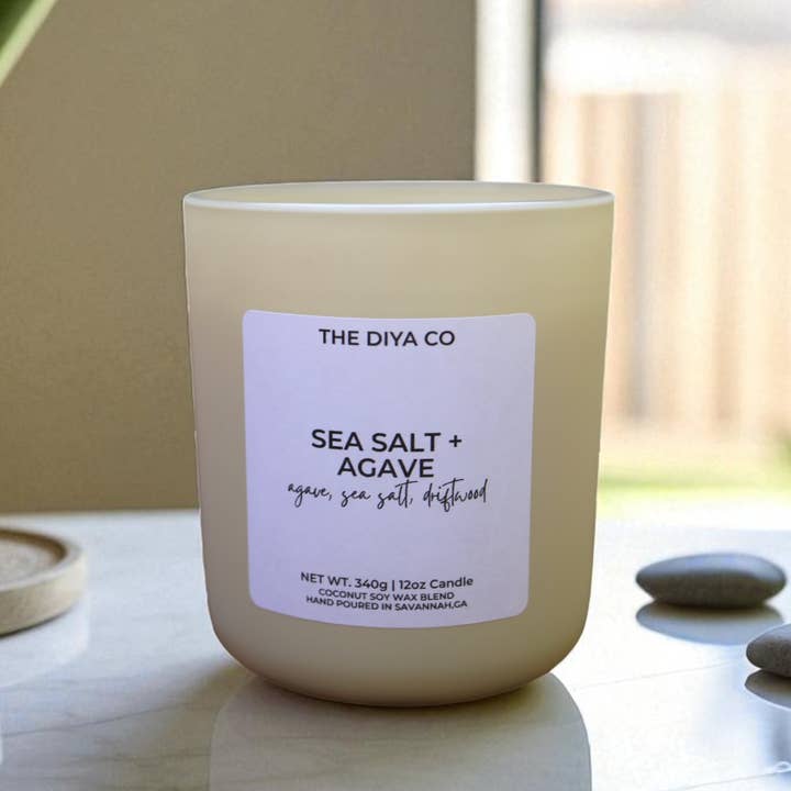 The Diya Co - Wholesale Jar/Filled Candle - 12 oz Sea Salt and Agave | Coconut Soy Candle3