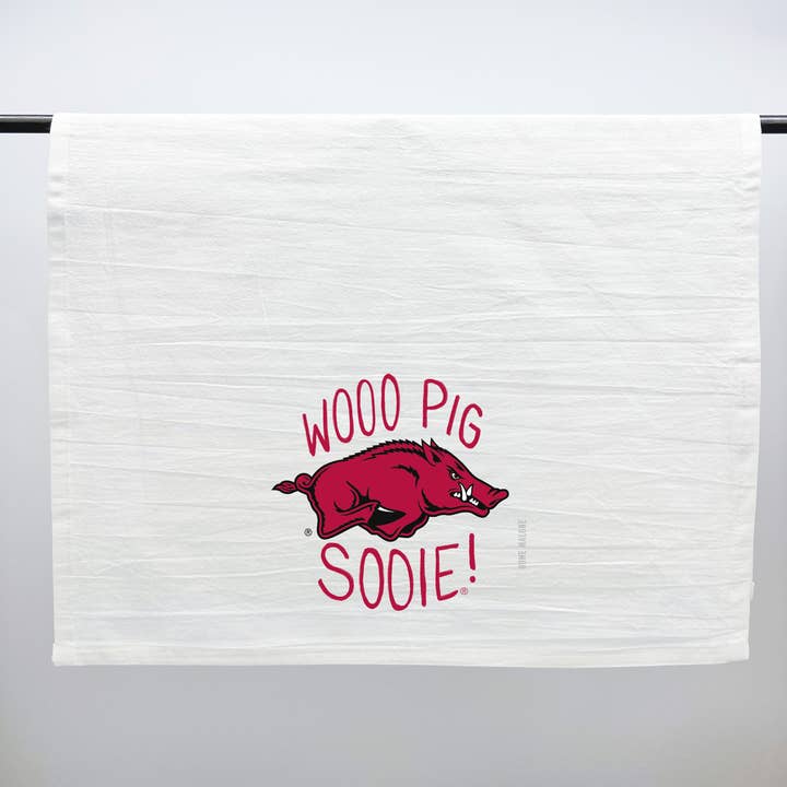Arkansas Razorbacks Tea Towel Wooo Pig Sooie for wholesale by Home Malone