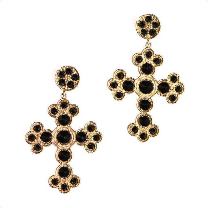 Boucles d'oreilles déclaration Valentina (CZ noir) pour la vente par Gemajesty Jewellery