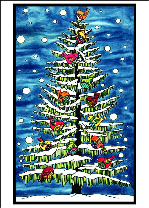 Sarah Angst Art - Wholesale Season's Greetings Card - Greeting Card Holiday Birds in Snow3