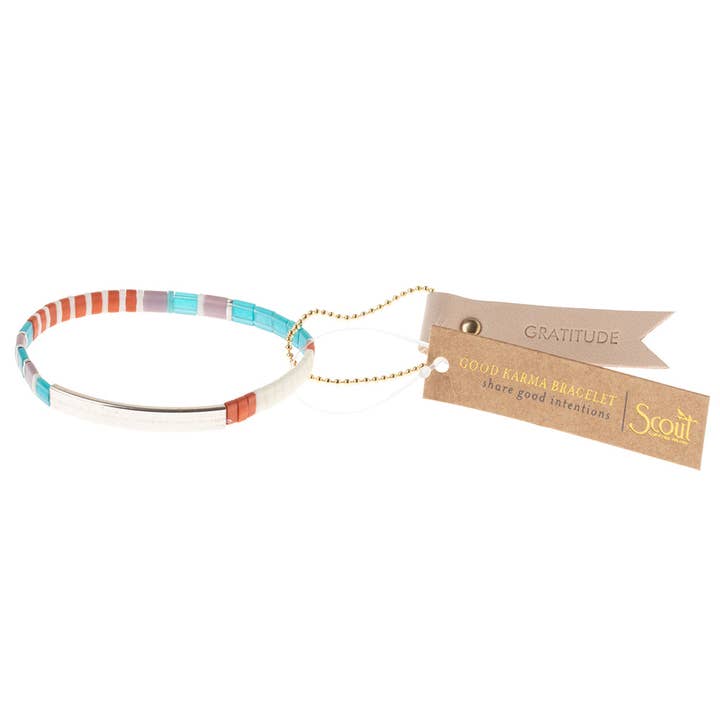 Good Karma Miyuki Bracelet | Gratitude - Turquoise/Orange for wholesale by Scout Curated Wears