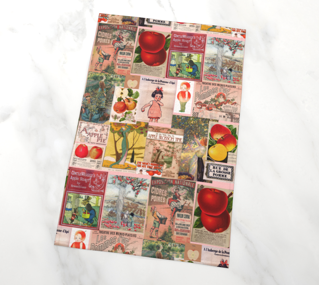 Sofs Designs - Wholesale Tea Towel - Tea Towel in Apple. Made from a collage of Vintage apple art1