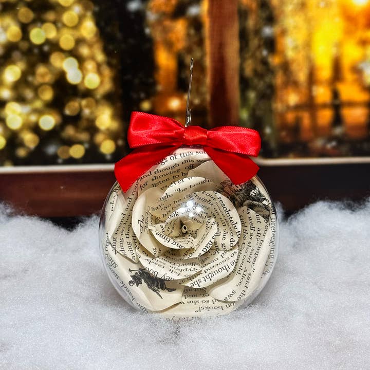 Literary Blooms - Wholesale Ornament - Alice in Wonderland Book Rose Ornament – 2 Sizes Available3