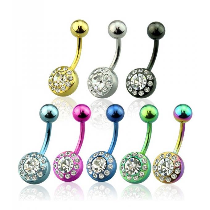 TITAN IP OVER 316L SS PRESS FIT MULTI GEMS BAUCHNABELRING für den Großhandel von CRAVE