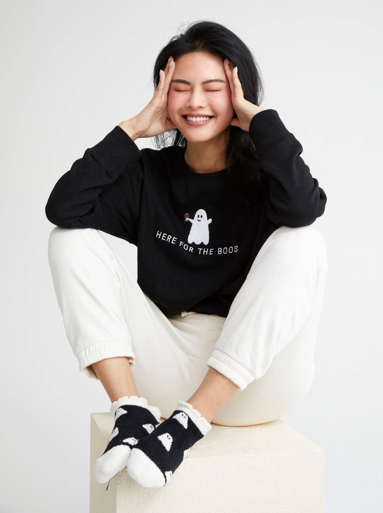 Shiraleah - Wholesale Sweatshirt - Women's - "HERE FOR THE BOOS" SWEATSHIRT, BLACK3