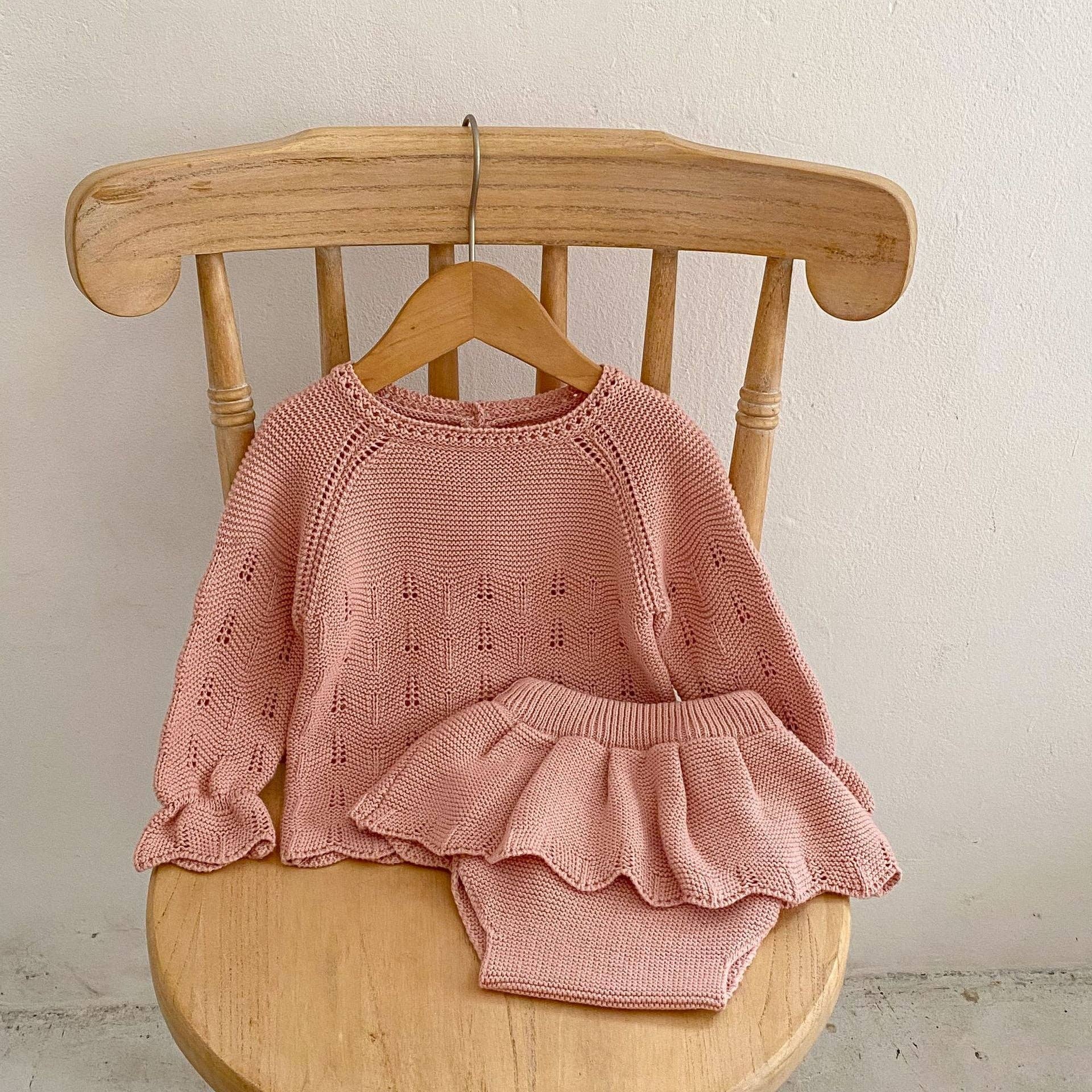 MyKids-USA® – wholesale Klädesset - Baby – Höst ihålig snidad design enfärgade stickade uppsättningar0